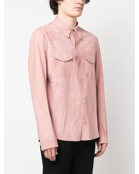 Chemise à manches longues en cuir rose Salvatore Santoro
