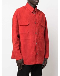 Chemise à manches longues en cuir rouge 424