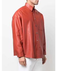 Chemise à manches longues en cuir rouge Marni