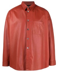 Chemise à manches longues en cuir rouge Marni