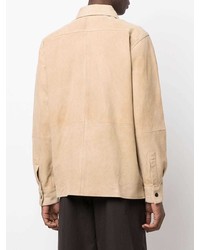 Chemise à manches longues en daim beige Aspesi