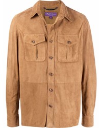 Chemise à manches longues en daim marron clair Ralph Lauren Purple Label