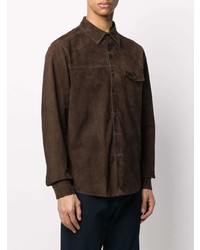 Chemise à manches longues en daim marron foncé Ajmone