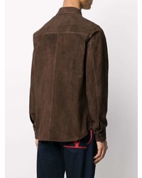 Chemise à manches longues en daim marron foncé Ajmone