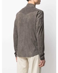 Chemise à manches longues en daim marron foncé Salvatore Santoro