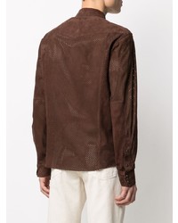 Chemise à manches longues en daim marron foncé Tagliatore