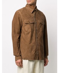 Chemise à manches longues en daim marron Ajmone