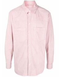 Chemise à manches longues en daim rose