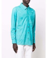 Chemise à manches longues en daim turquoise Desa 1972