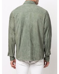 Chemise à manches longues en daim vert foncé Giorgio Brato