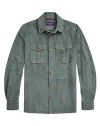 Chemise à manches longues en daim vert foncé Ralph Lauren Purple Label