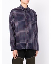 Chemise à manches longues en flanelle à carreaux bleu marine Undercover