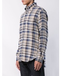 Chemise à manches longues en flanelle à carreaux bleue Gitman Vintage