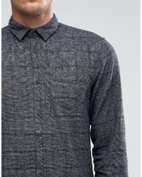 Chemise à manches longues en flanelle à carreaux grise Selected