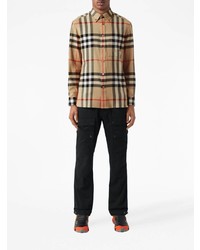 Chemise à manches longues en flanelle à carreaux marron clair Burberry