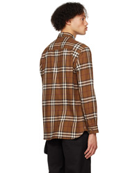 Chemise à manches longues en flanelle à carreaux marron foncé Burberry