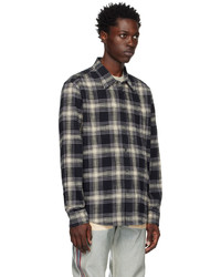 Chemise à manches longues en flanelle à carreaux noire Diesel