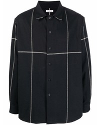 Chemise à manches longues en flanelle à carreaux noire Tom Wood