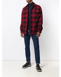 Chemise à manches longues en flanelle à carreaux rouge et noir DSQUARED2