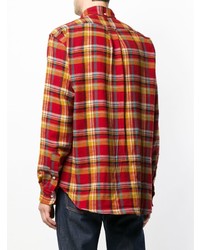 Chemise à manches longues en flanelle à carreaux rouge Gitman Vintage
