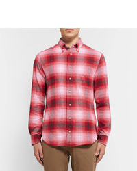 Chemise à manches longues en flanelle à carreaux rouge Gitman Brothers