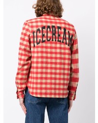 Chemise à manches longues en flanelle à carreaux rouge Icecream