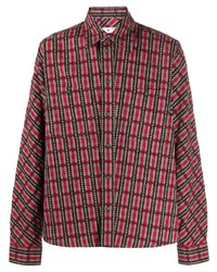 Chemise à manches longues en flanelle à carreaux rouge Off-White