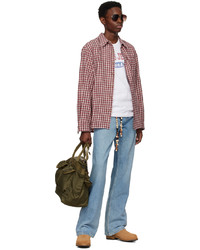 Chemise à manches longues en flanelle à carreaux tabac Guess Jeans U.S.A.