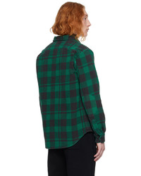 Chemise à manches longues en flanelle à carreaux vert foncé Polo Ralph Lauren
