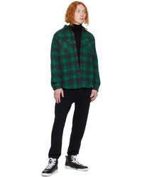 Chemise à manches longues en flanelle à carreaux vert foncé Polo Ralph Lauren