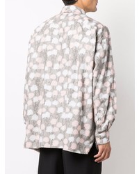 Chemise à manches longues en flanelle à fleurs grise Acne Studios