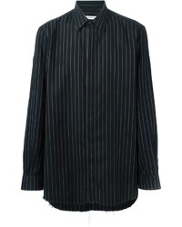 Chemise à manches longues en flanelle à rayures verticales noire