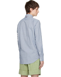 Chemise à manches longues en flanelle bleu clair Thom Browne