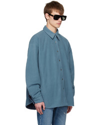 Chemise à manches longues en flanelle bleu marine Acne Studios