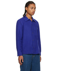 Chemise à manches longues en flanelle bleue Nn07