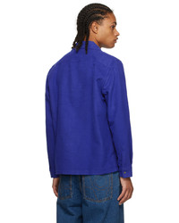 Chemise à manches longues en flanelle bleue Nn07