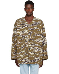 Chemise à manches longues en flanelle camouflage olive South2 West8