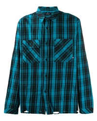 Chemise à manches longues en flanelle écossaise bleue Marcelo Burlon County of Milan