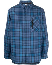 Chemise à manches longues en flanelle écossaise bleue Rossignol