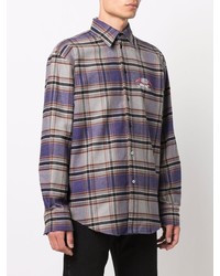 Chemise à manches longues en flanelle écossaise grise MSGM