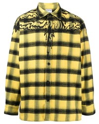 Chemise à manches longues en flanelle écossaise jaune Marcelo Burlon County of Milan