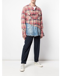 Chemise à manches longues en flanelle écossaise multicolore Greg Lauren