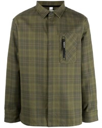 Chemise à manches longues en flanelle écossaise olive Rossignol