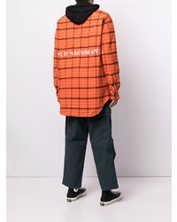 Chemise à manches longues en flanelle écossaise orange AAPE BY A BATHING APE