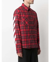 Chemise à manches longues en flanelle écossaise rouge Off-White
