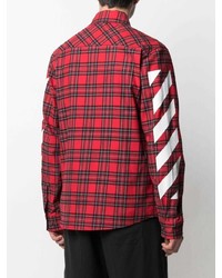Chemise à manches longues en flanelle écossaise rouge Off-White