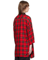 Chemise à manches longues en flanelle écossaise rouge Kidill