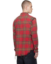 Chemise à manches longues en flanelle écossaise rouge R13