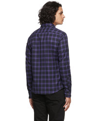 Chemise à manches longues en flanelle écossaise violette BOSS