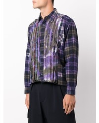 Chemise à manches longues en flanelle écossaise violette Needles